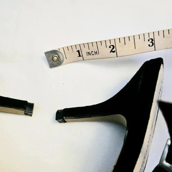 Adrienne Vittadini  Fine Leather Rinestone Black Suede Back Buckle Heel Shoe sz7 - Picture 7 of 11